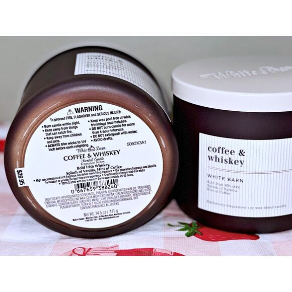 Lot of 2 Bath & Body Works Coffee & Whiskey Large 3-Wick Candle 14.5oz - Picture 5 of 5